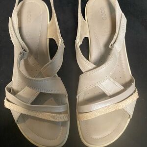 ECCO Women's Beige Leather Slingback Sandals Size 11